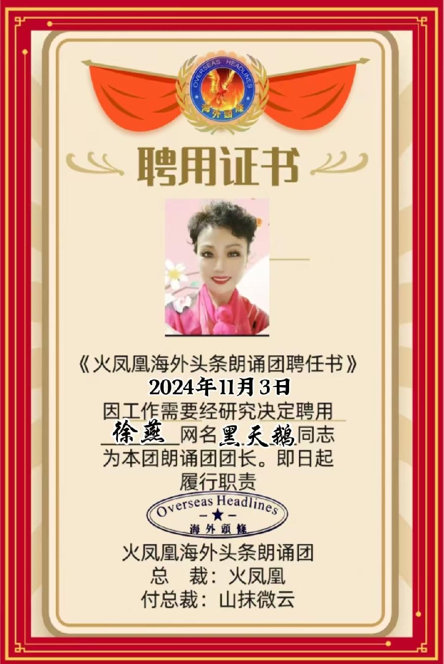 冬雪（美国）：黑天鹅朗诵《语言的魅力》祝贺海外头条主播团成立｜海外头条（图8）
