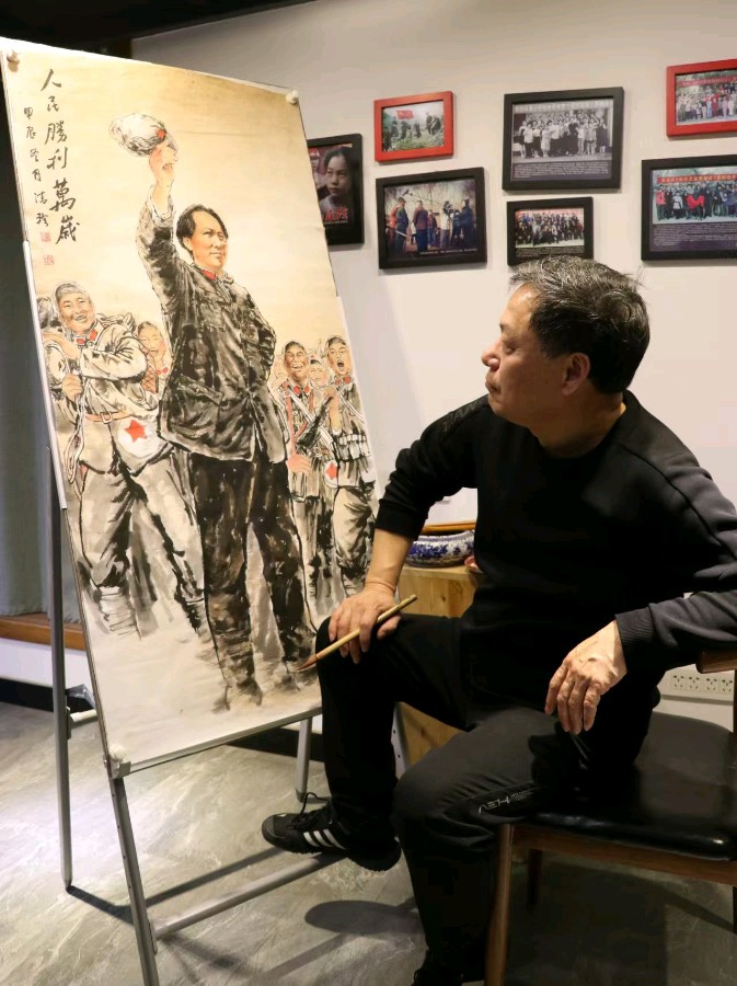 清珍人物画，诗友同题来（27）之《中华民族解放万岁》和《人民胜利万岁》（图4）