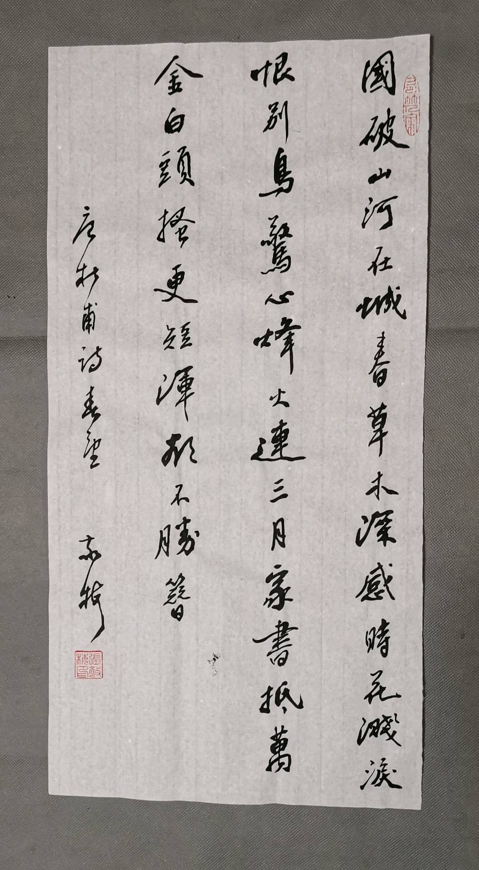 书法家张敬梅（竹影横窗）∥看央视（宗师列传.大唐诗人传.杜甫.）赏杜甫诗 ，杜甫五言律诗条幅一组（图5）