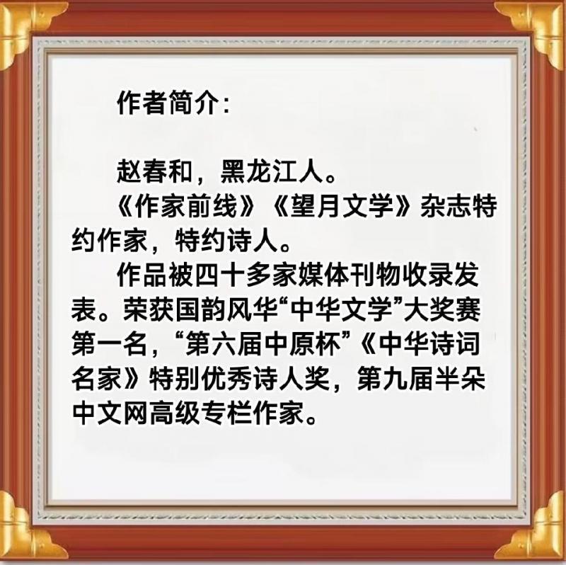 获诗词创作优秀奖诗人赵春和现代诗三首/【2025第109期】（图9）