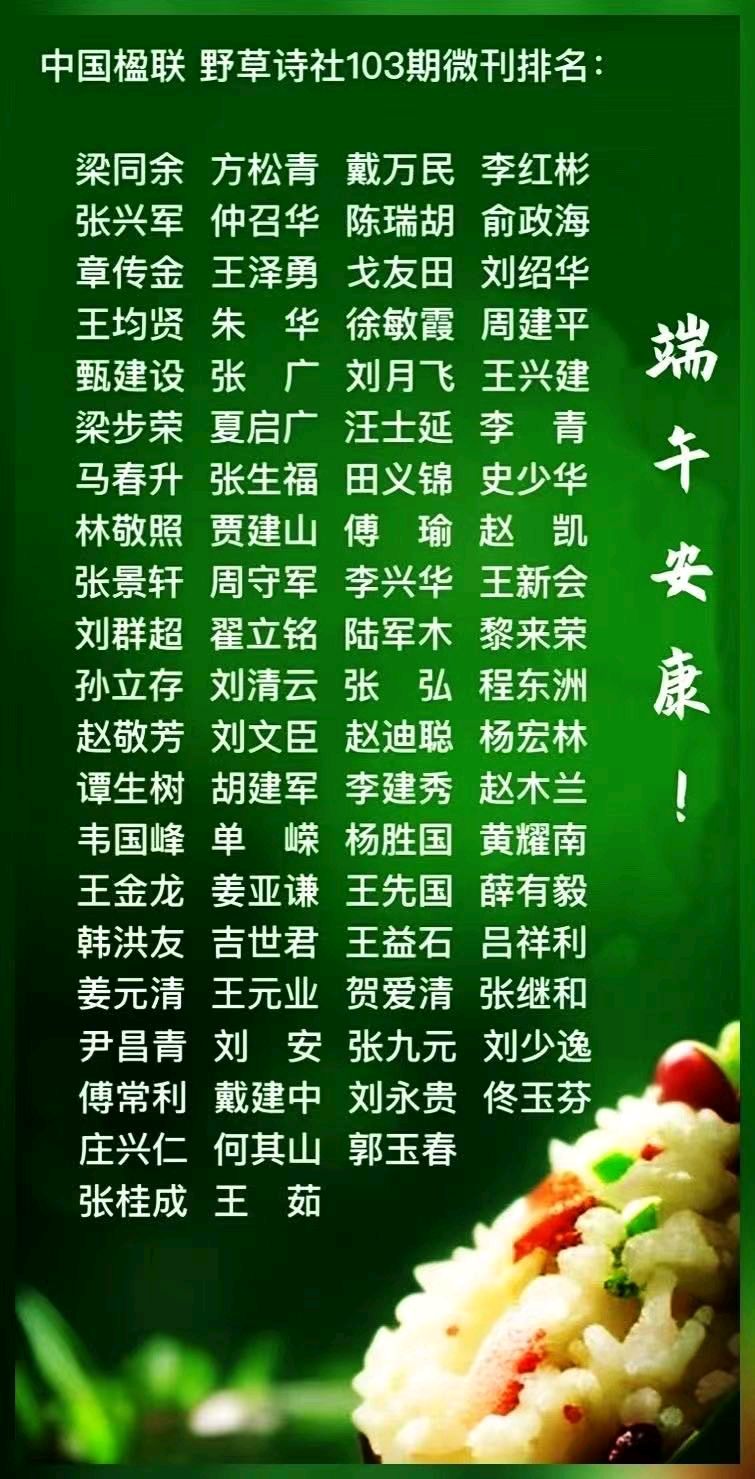 中国楹联野草诗社十二(江苏)研修院103期微刊《五月端阳情更浓》