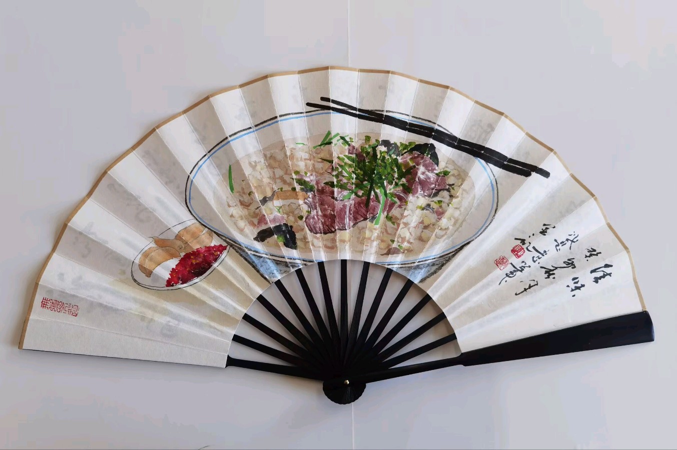 陈兆惠作品扇面里的《泡馍》