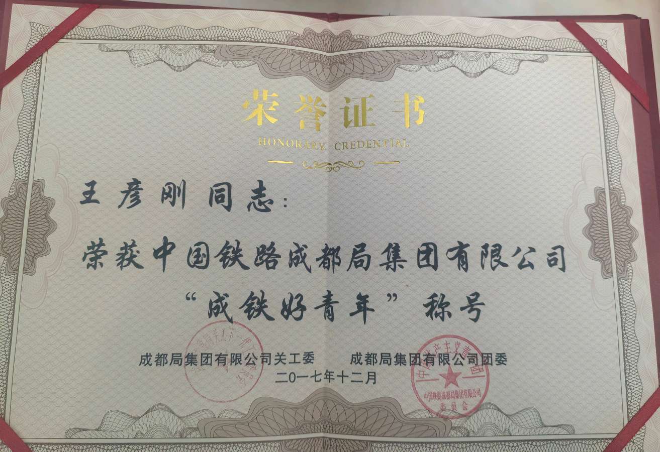 「成铁好青年」以钢轨为笔，书写青春担当——记第二届“成铁好青年”涪陵工务段涪陵线路车间检查工区工长王彦刚（图16）