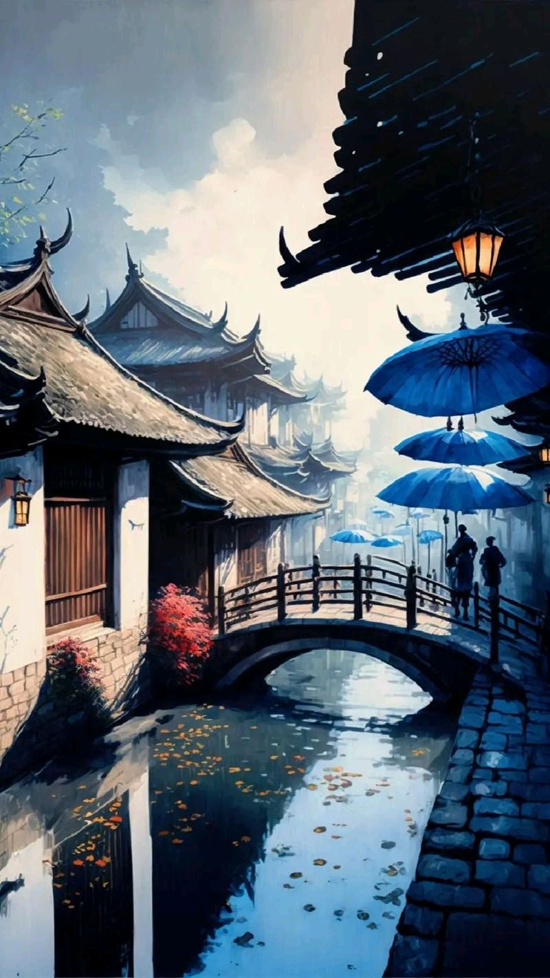 请欣赏‖九州联盟诗苑26位优秀主播同题诵《油纸伞下的水墨江南》作者：杯水情歌（图44）