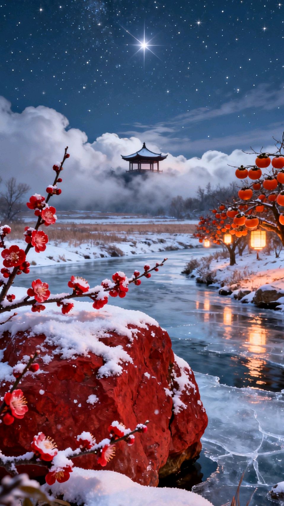 《七律 • 雪后溪亭夜坐》作者/吴云钦