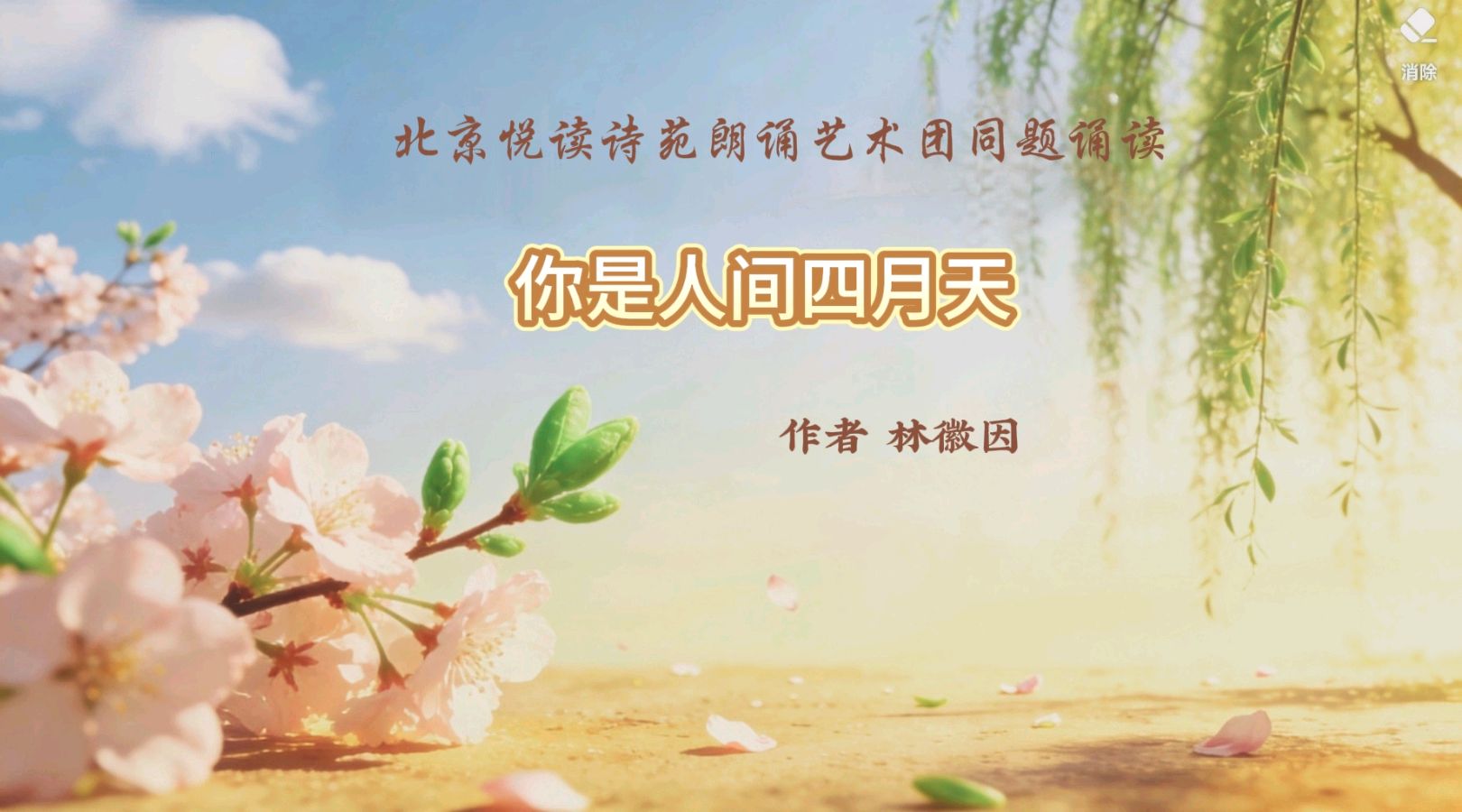 北京悦读诗苑朗诵艺术团同题诵读【你是人间四月天】作者林徽因