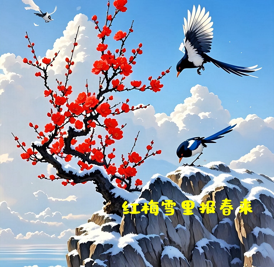 《天净沙．红梅报春》五首．作者：许秉武