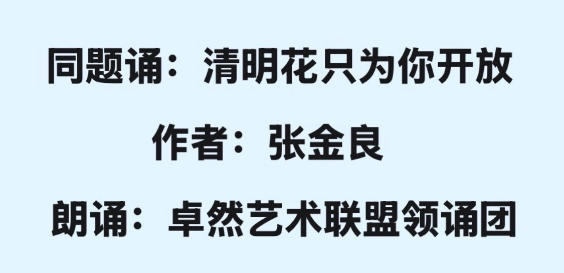 同题诵（上集）清明花只为你开放｜ 作者：张金良 朗诵：卓然艺术联盟领诵团（总2203期）（图3）