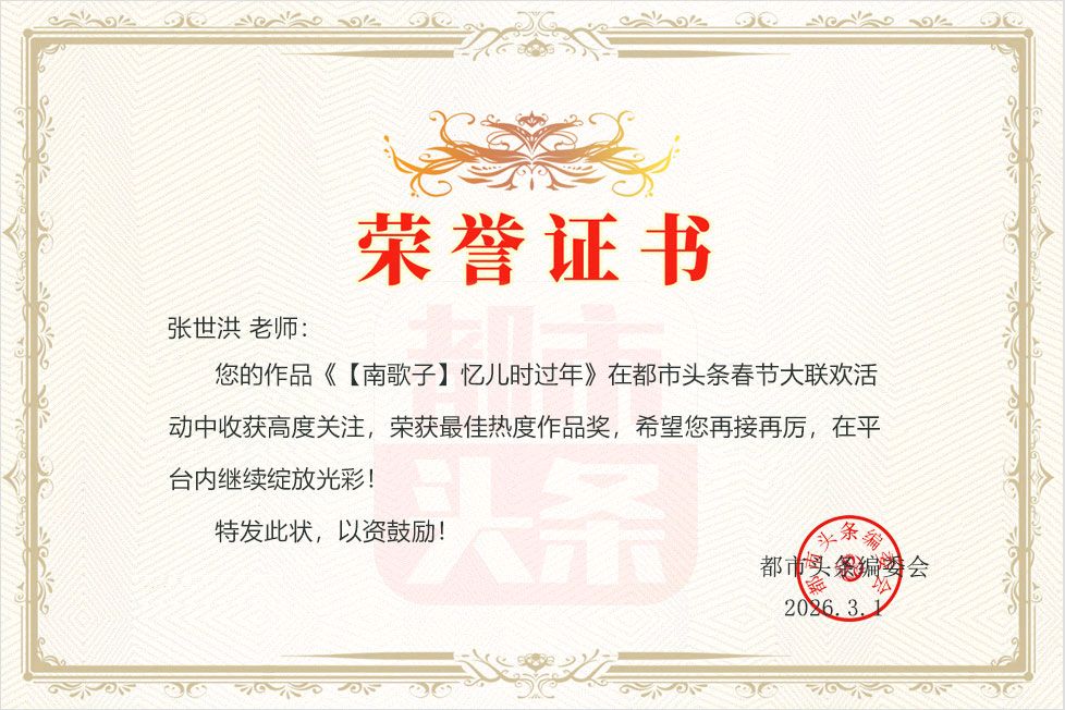 【荣耀中国】文学社*【南歌子】感谢平台获奖张世洪（江西）（图3）