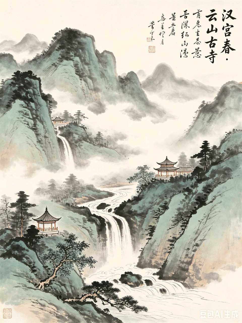AI绘就汉宫春十景：水墨丹青里的世外桃源，一眼万年！