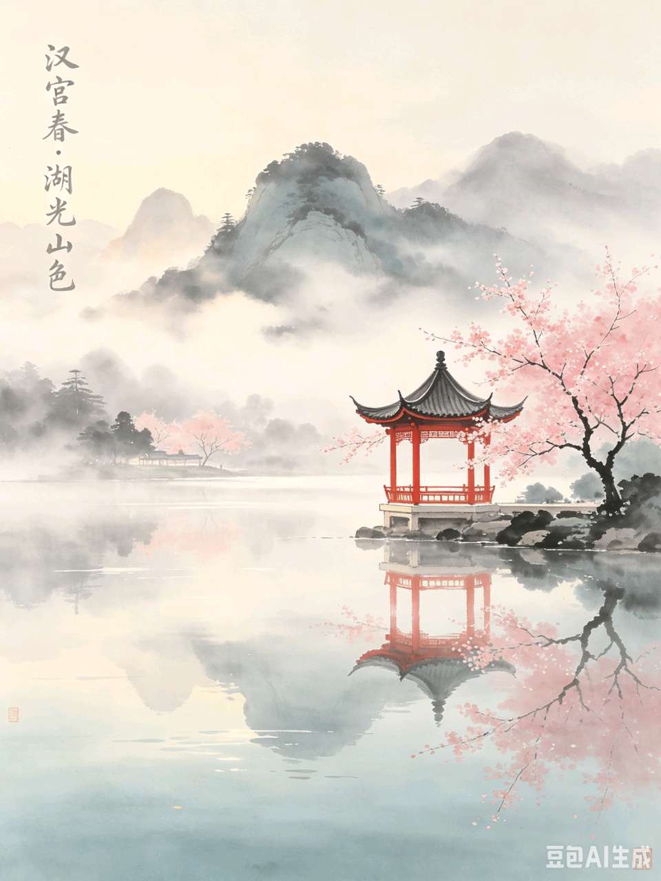 AI绘就汉宫春十景：水墨丹青里的世外桃源，一眼万年！（图5）