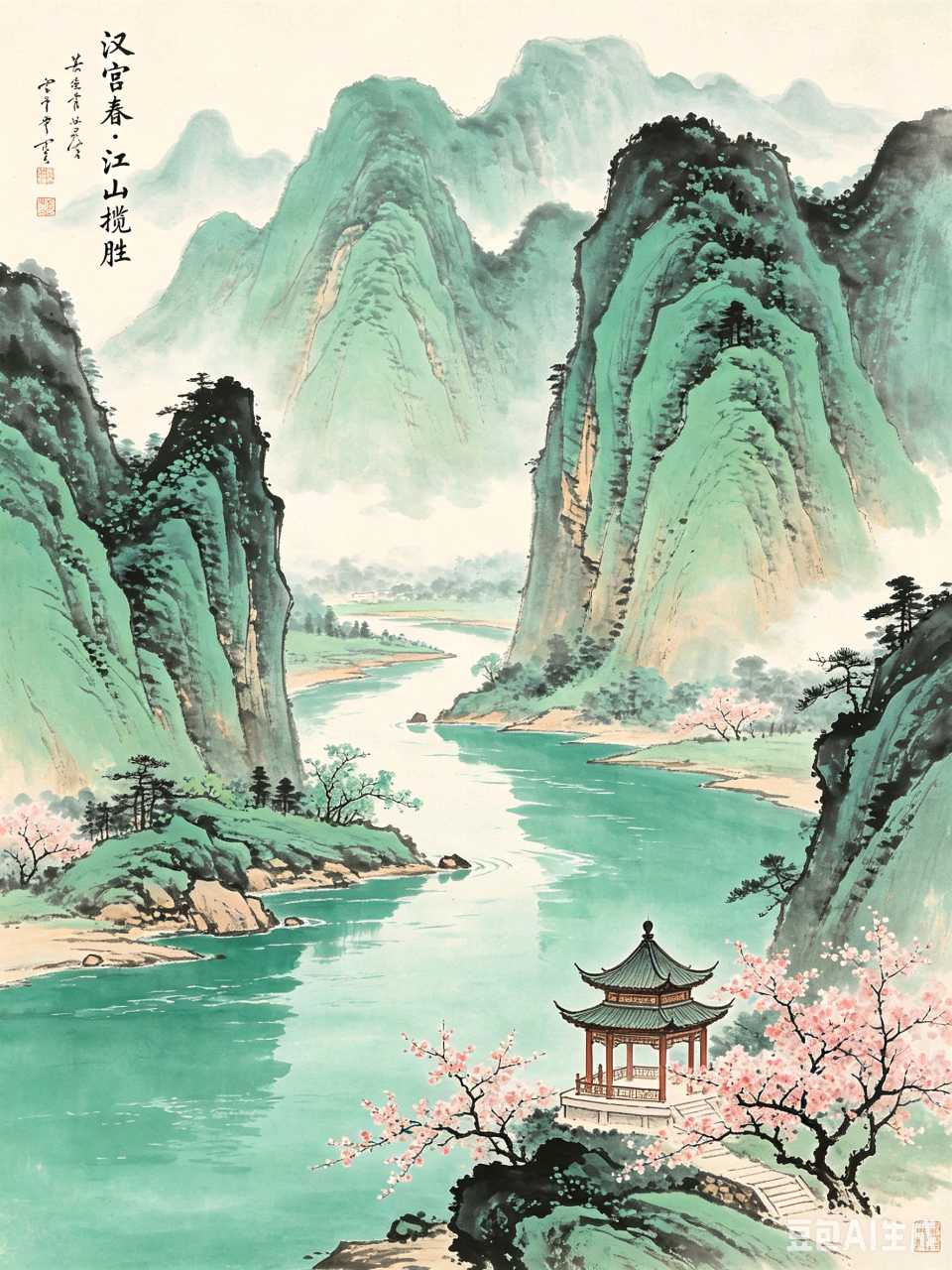 AI绘就汉宫春十景：水墨丹青里的世外桃源，一眼万年！（图3）