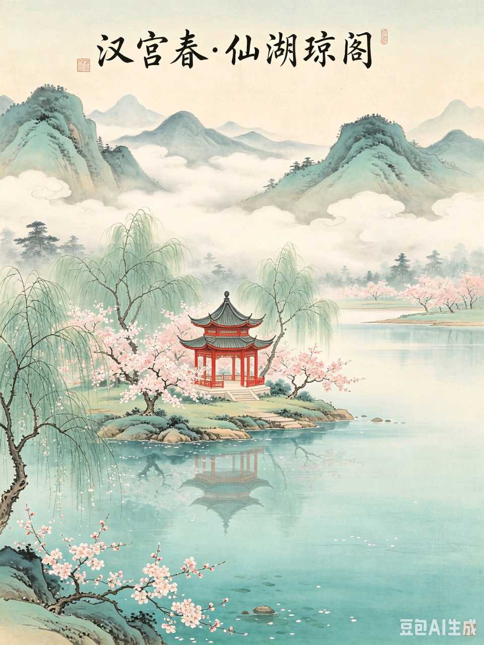 AI绘就汉宫春十景：水墨丹青里的世外桃源，一眼万年！（图6）