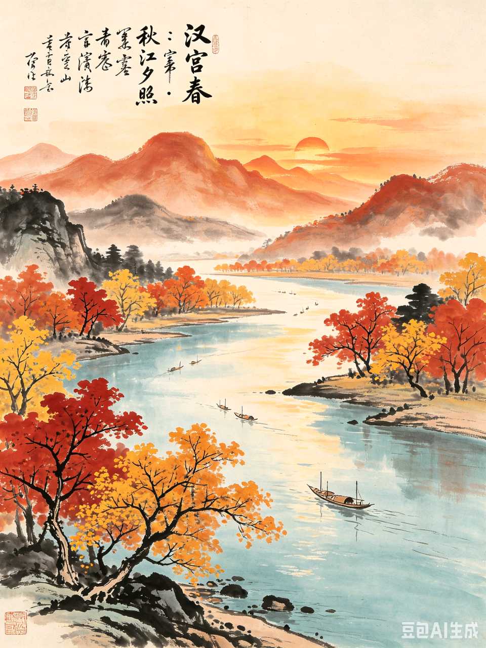 AI绘就汉宫春十景：水墨丹青里的世外桃源，一眼万年！（图7）