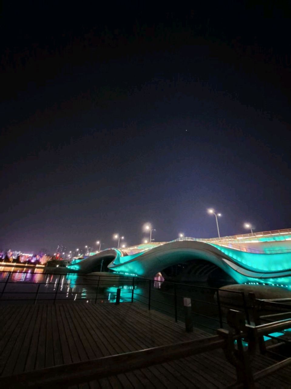 夜色斑斓千荷泻露桥