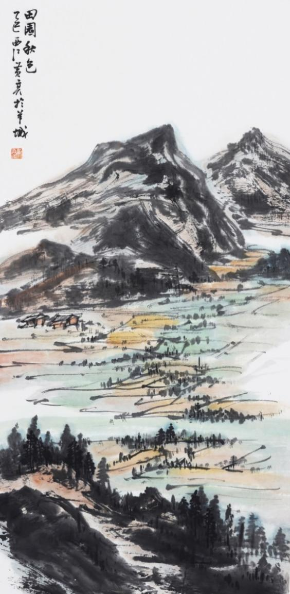 黄亮 国画《秋田》