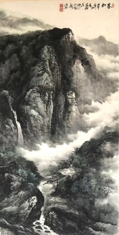 梁汉钊 国画《暮韵》