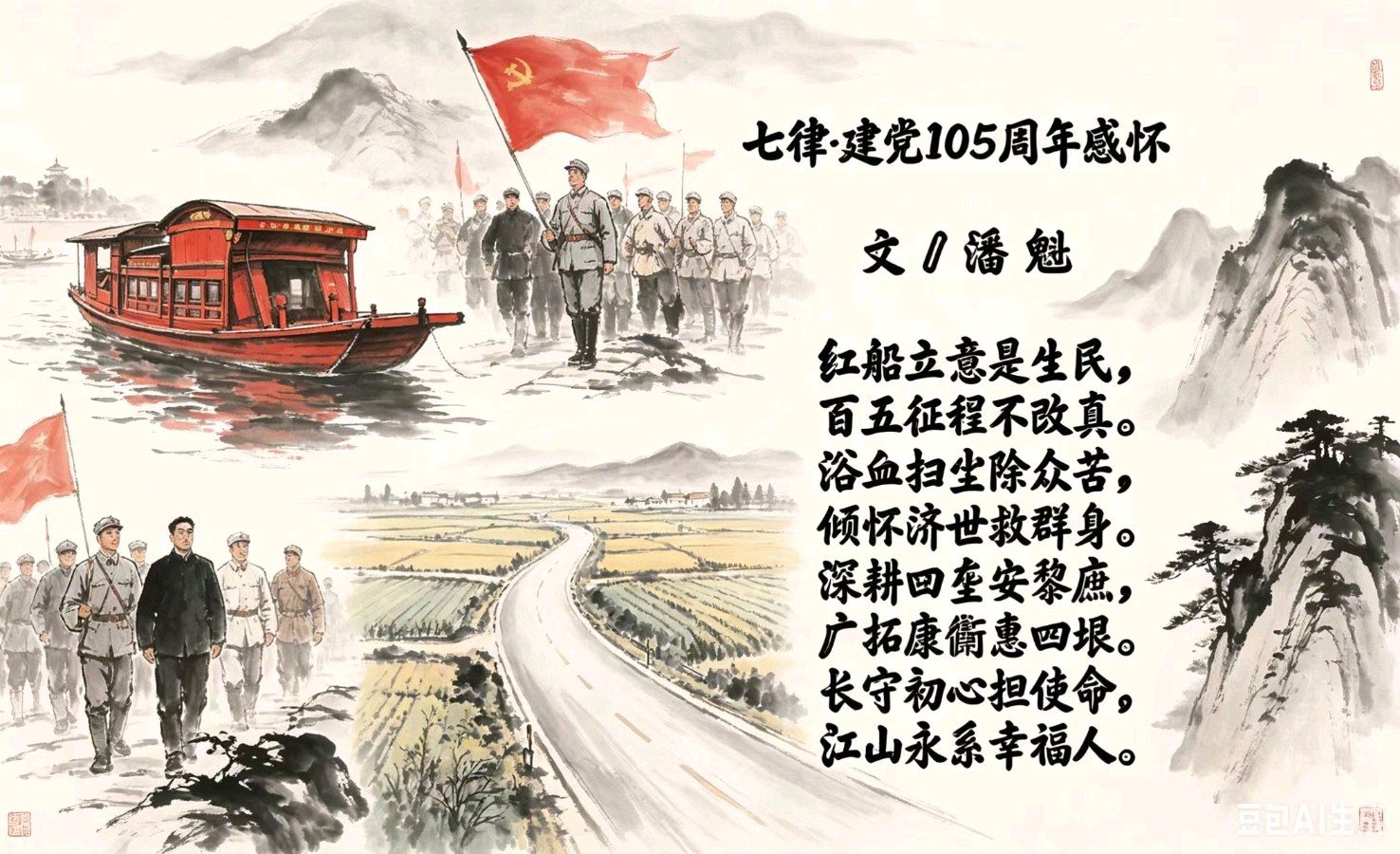 【专题推荐】潘魁//红心向党[庆祝中国共产党成立105周年]作品展（图3）