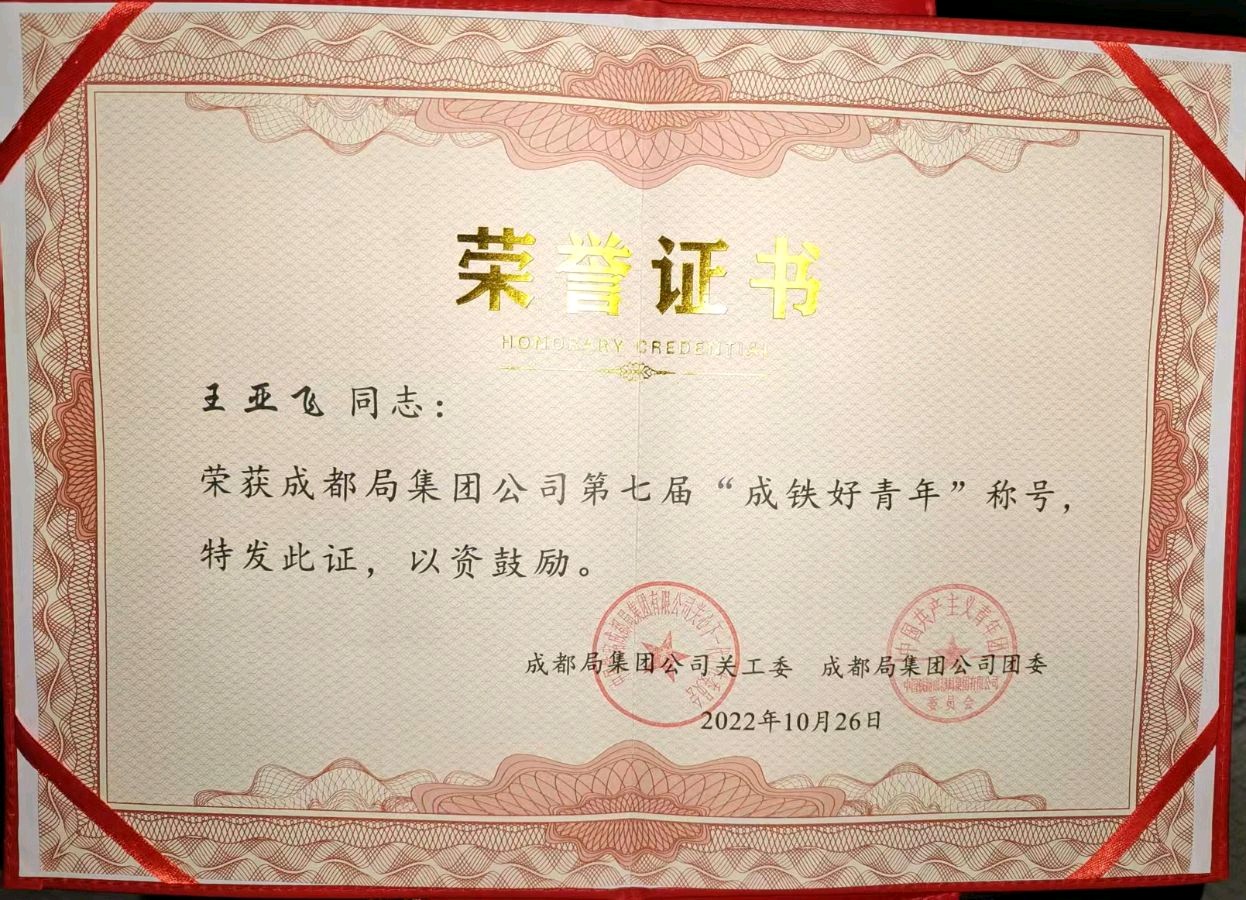 「青年榜样」苦作轻舟破浪行 笃志凝眸探妙琼‖涪陵工务第七届“成铁好青年”王亚飞成长纪实(图2)