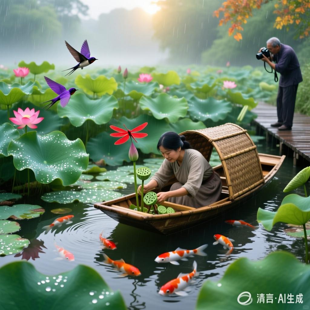 【中国憨派文学】李培忠 :七律·初秋雨后赏荷(通韵)(图2)