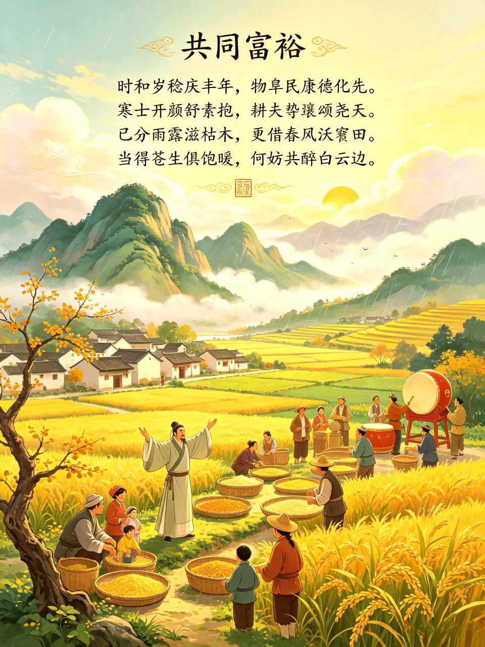 《新秋拾韵》、​《共同富裕 》、​《爬山虎》、​《秋悟涧边草》、​《七  夕》  作者：詹世和