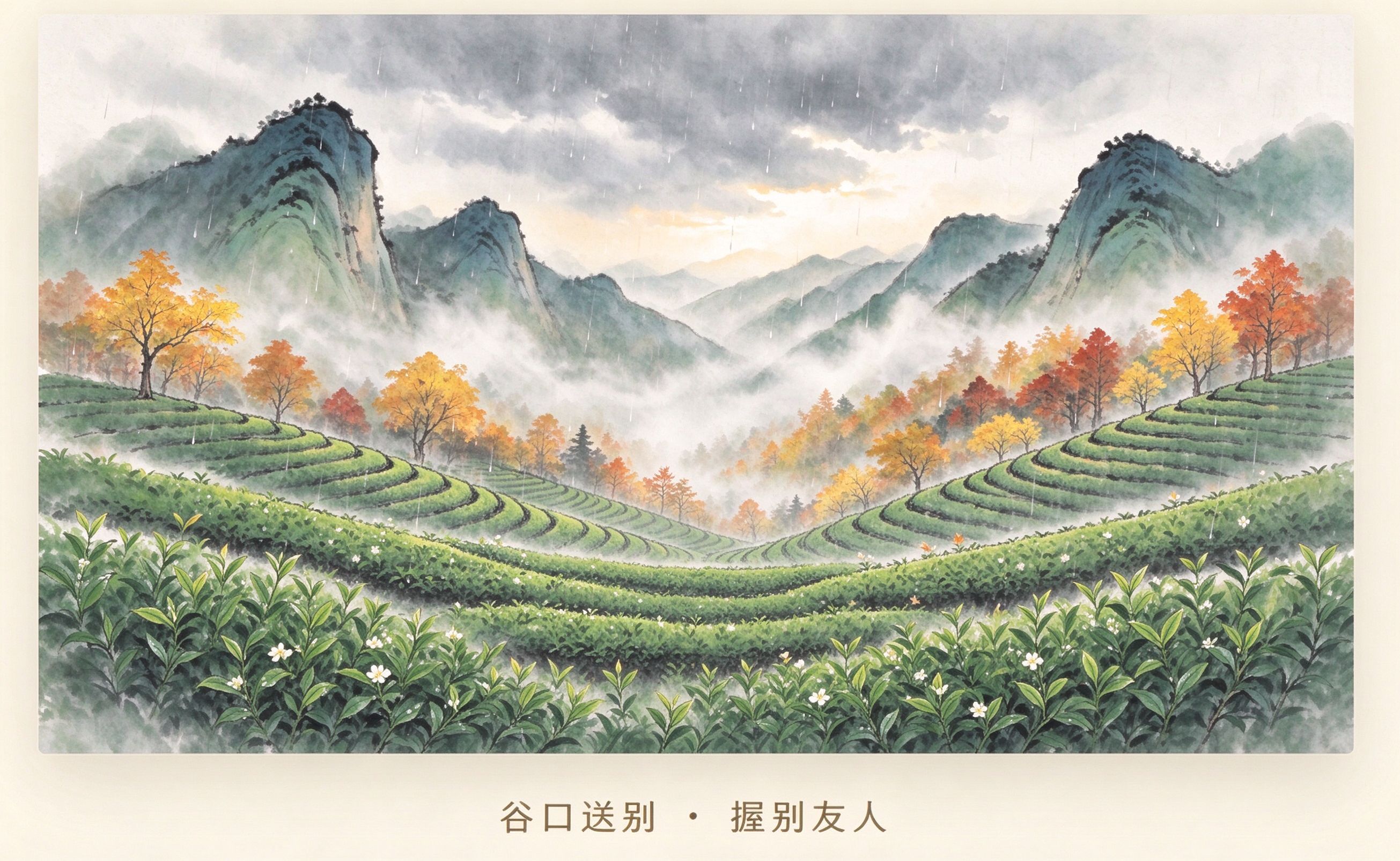 谷口送别水墨
