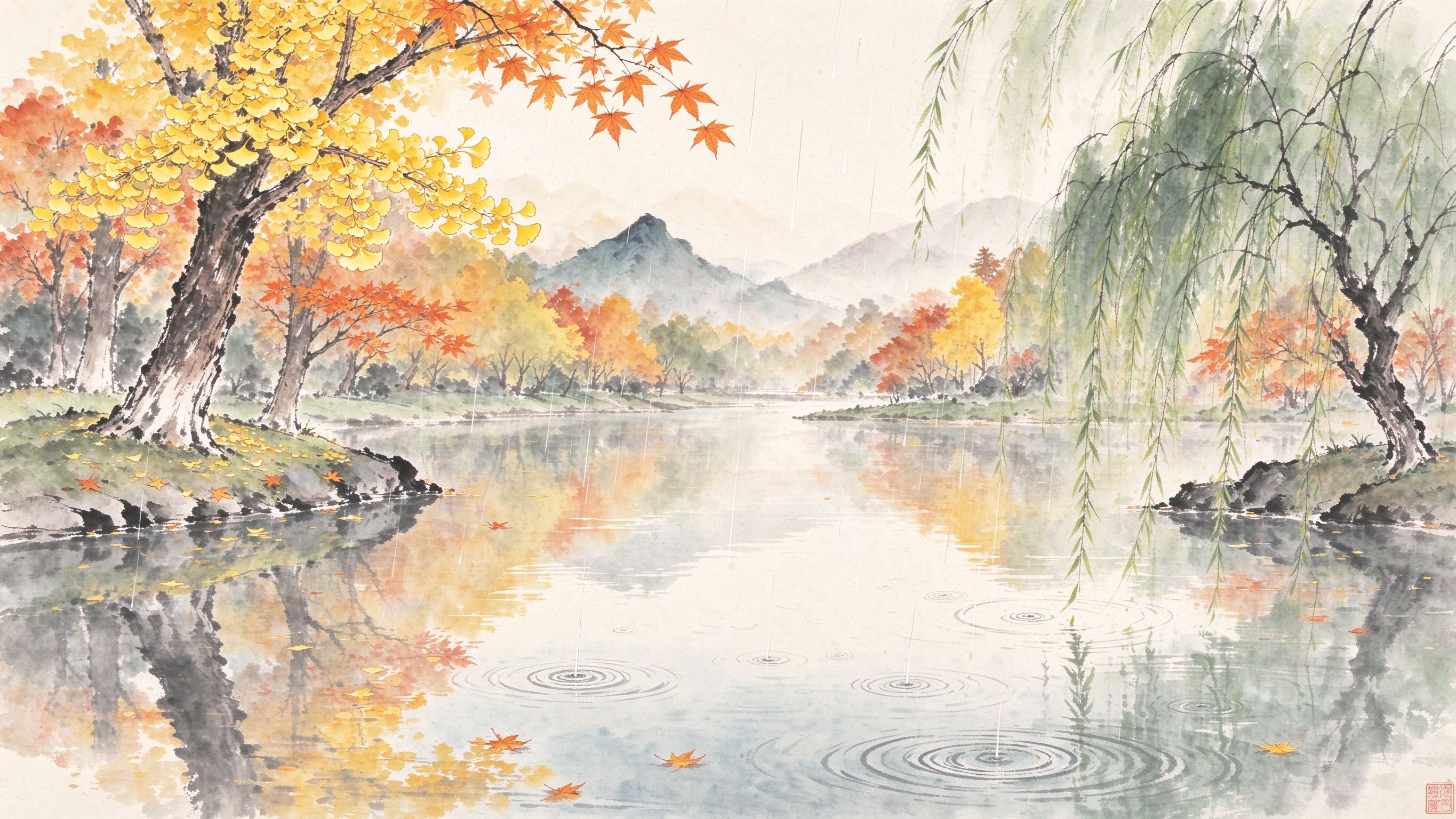 蝴蝶湖水墨秋色