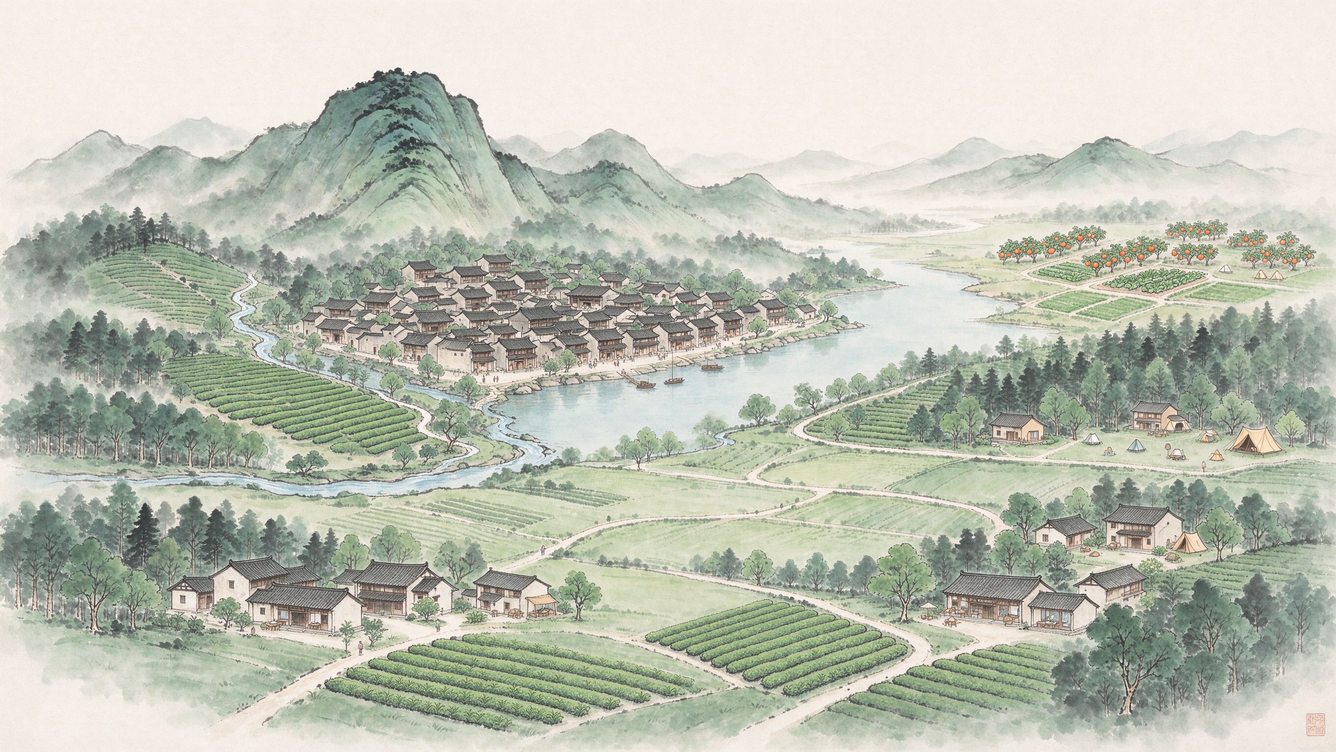 茶溪古镇水墨