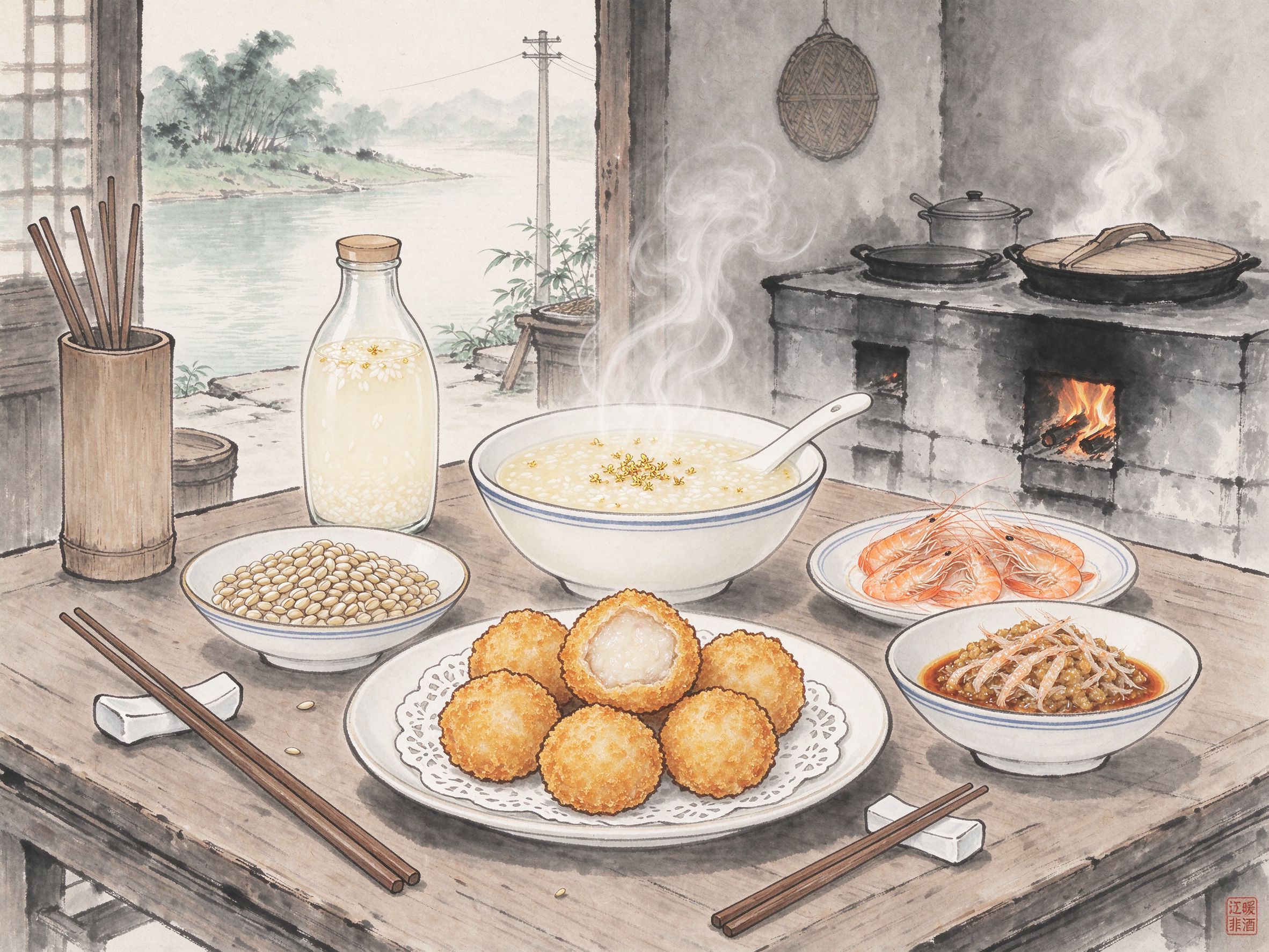 金口非遗美食·生炸丸子糊米酒