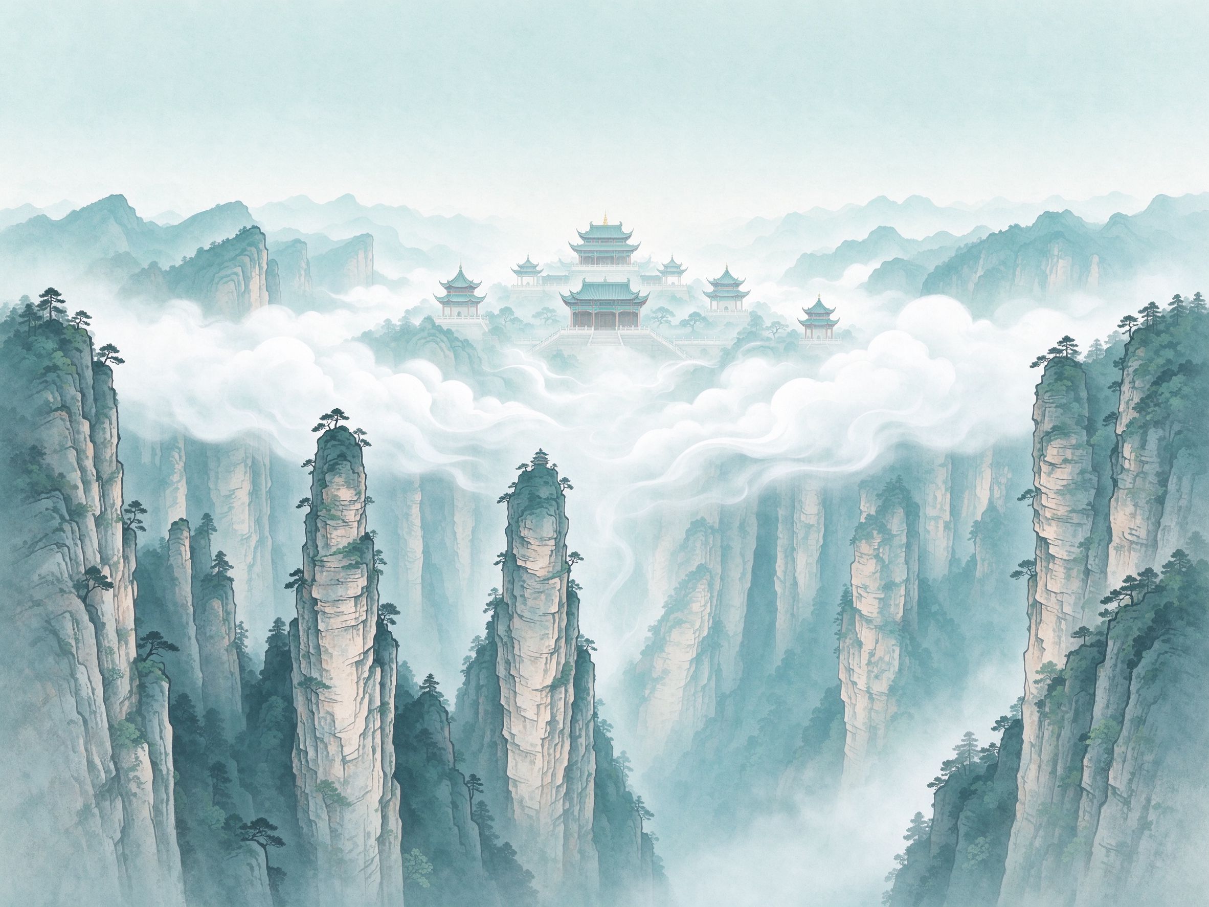 大峡谷全景·清江升白云