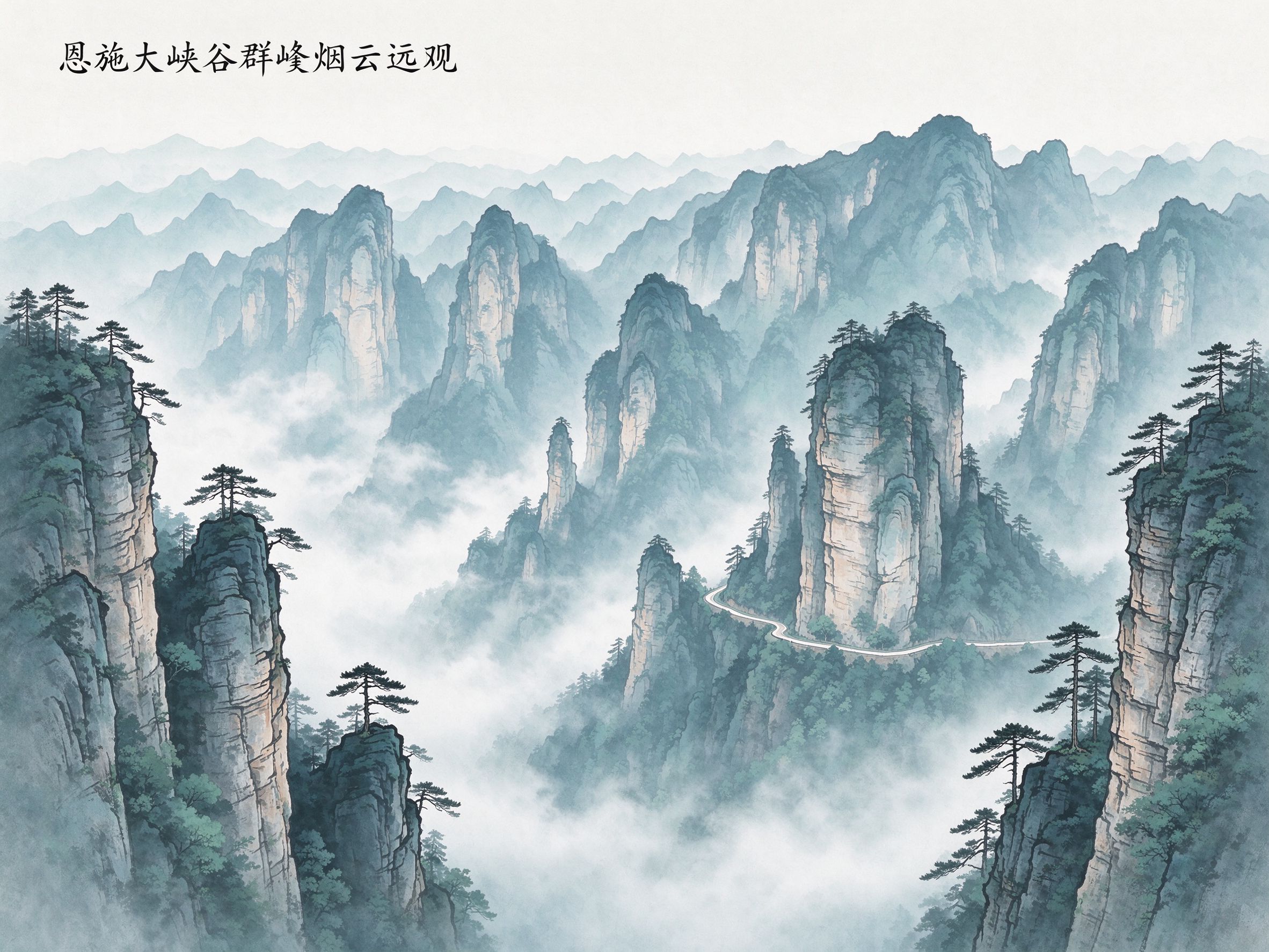 群峰烟云远眺