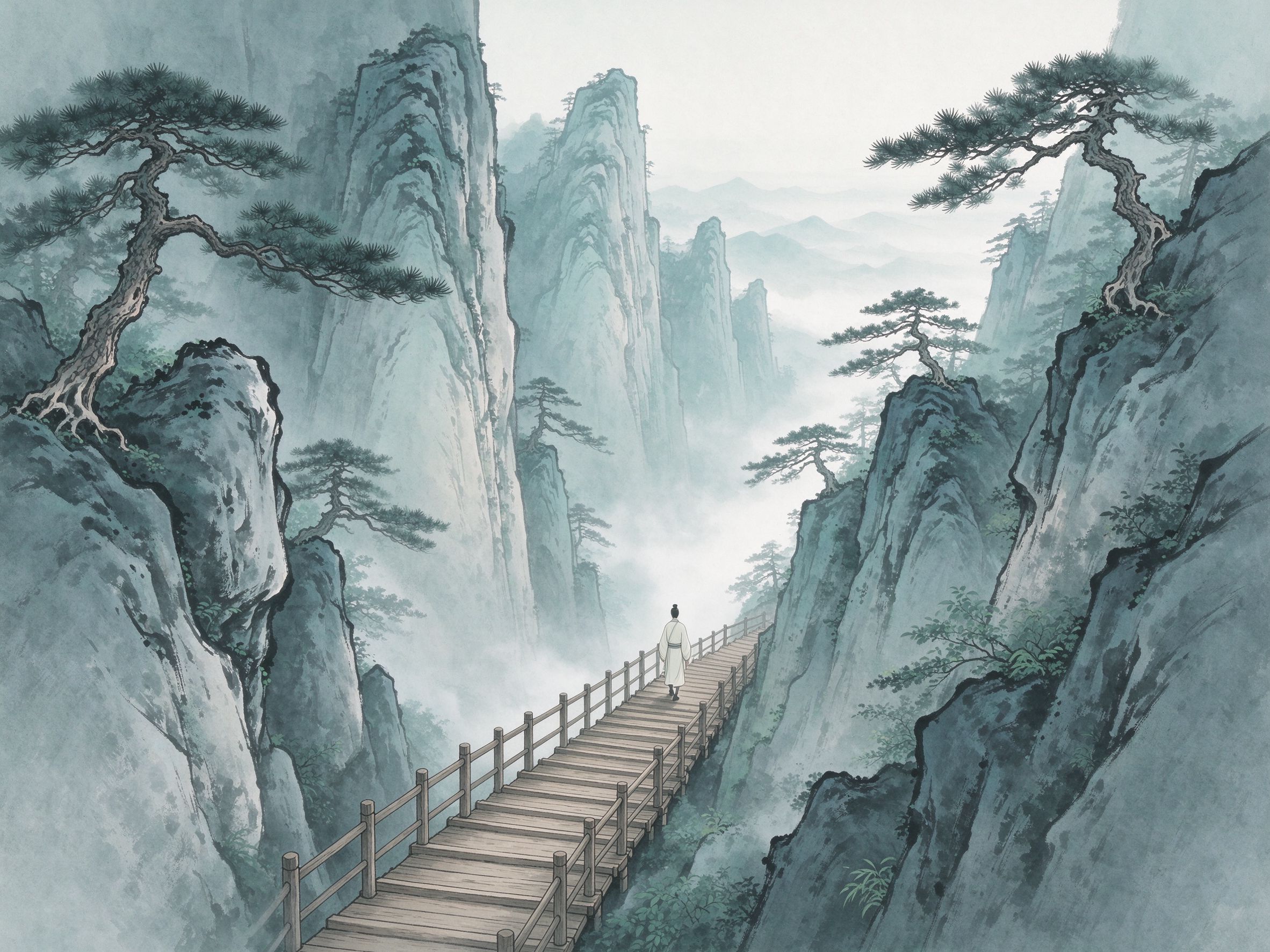 下山栈道·顺级而下