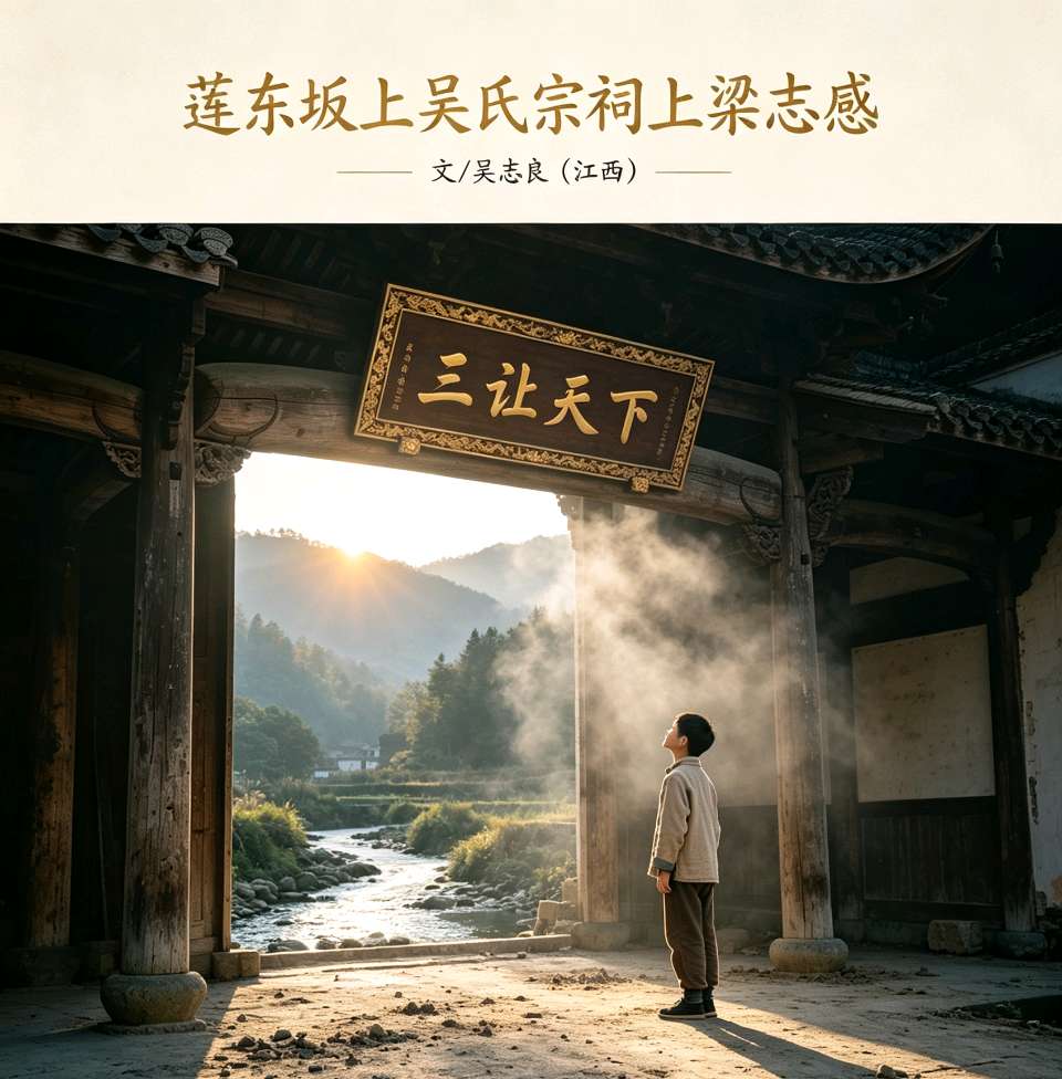 【荣耀中国】文学社*莲东坂上吴氏宗祠上梁志感少年读匾（外一首）文/吴志良（江西）（图3）